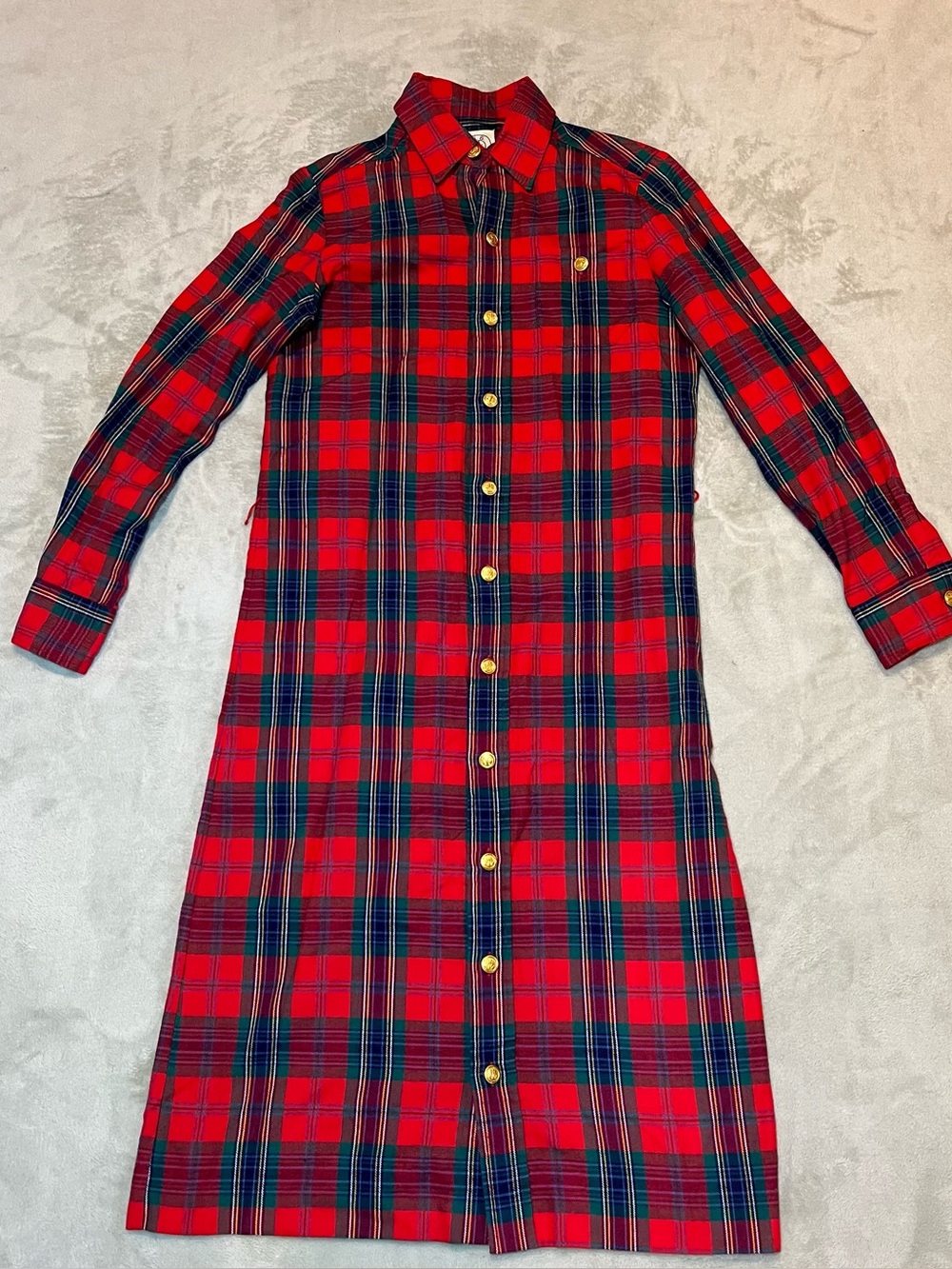 Vintage JG Hook Tartan Plaid Dress Size 8 Red Blue Green Button Front 90's
